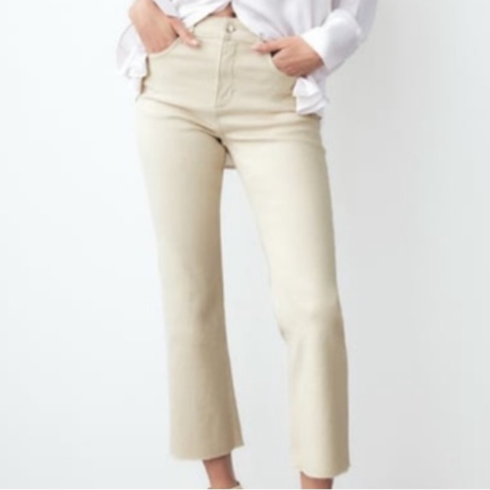 Zara Crop Flare Cream Jeans